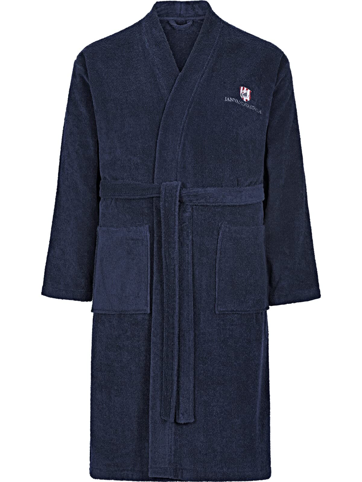 Jan Vanderstorm Herren Bademantel Janning | aus 100% Baumwolle Frottee ohne Kapuze – mit Bindegürtel, aufgesetzten Taschen, weich & saugfähig, große Größen M–7XL