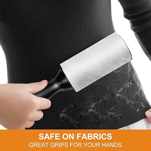 Miniatura 3 de Cusbus Rodillos de pelusa para pelo de mascotas extra pegajosos 450 hojas5 repuestos Rodillo de pelusa con 2 asas mejoradas cepillo removedor de