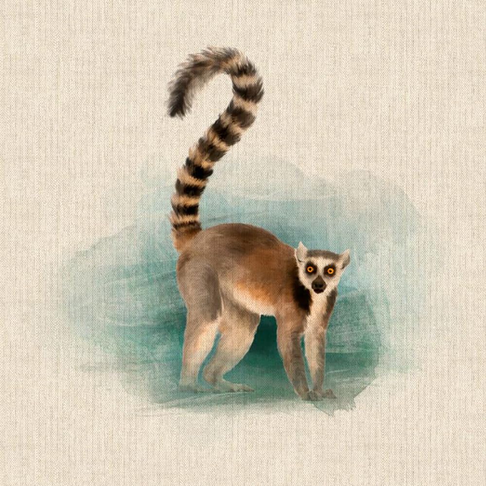 Fabric Panels Animal Quilting for Cushion Bag Panels Fabric Linen Look (Lemur)
