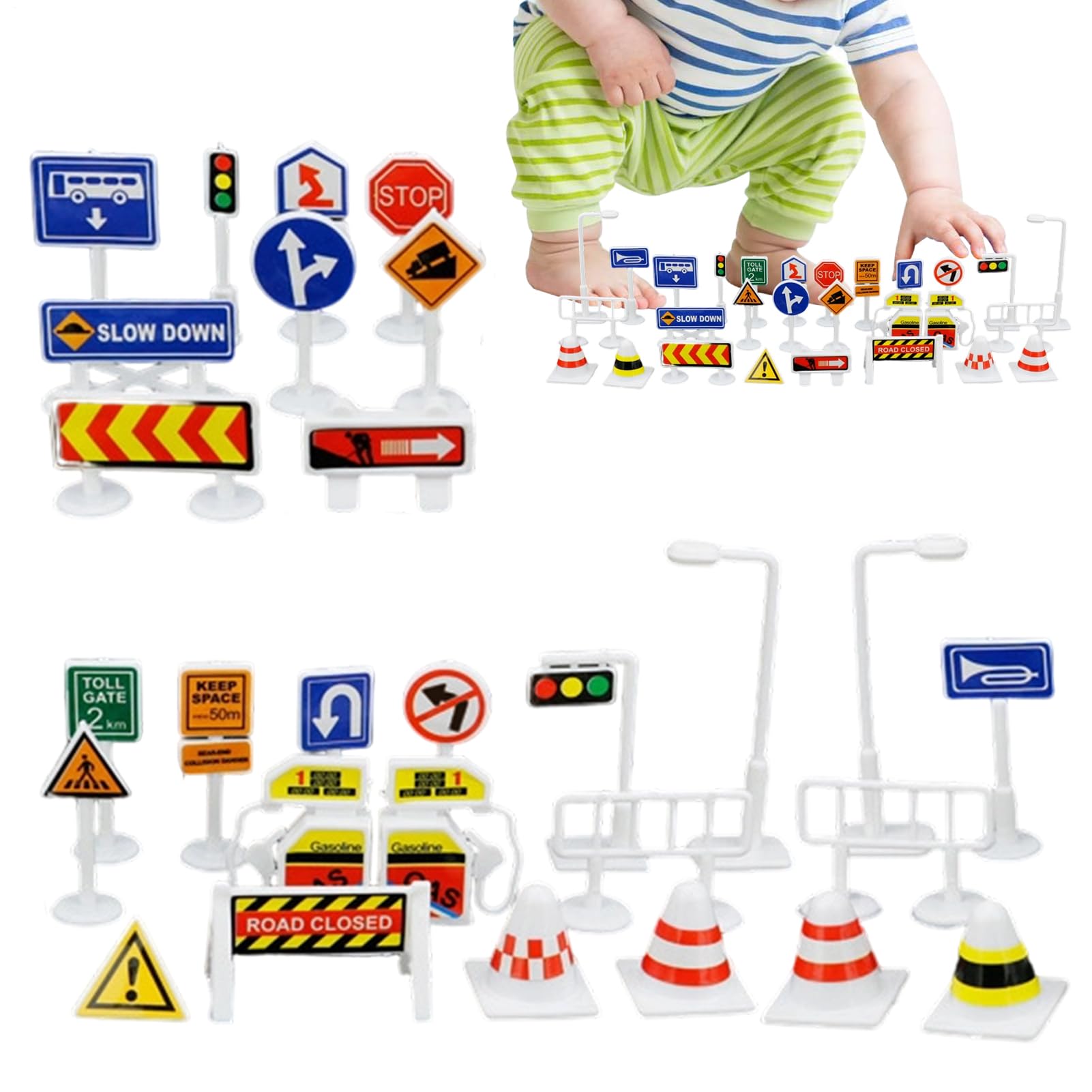 Jouet de feu de signalisation : feux de circulation portatifs, panneau de signalisation | Fournitures portables pour fêtes, 28 pièces, pour anniversaire, Halloween, Pâques, salon, jardin, intérieur