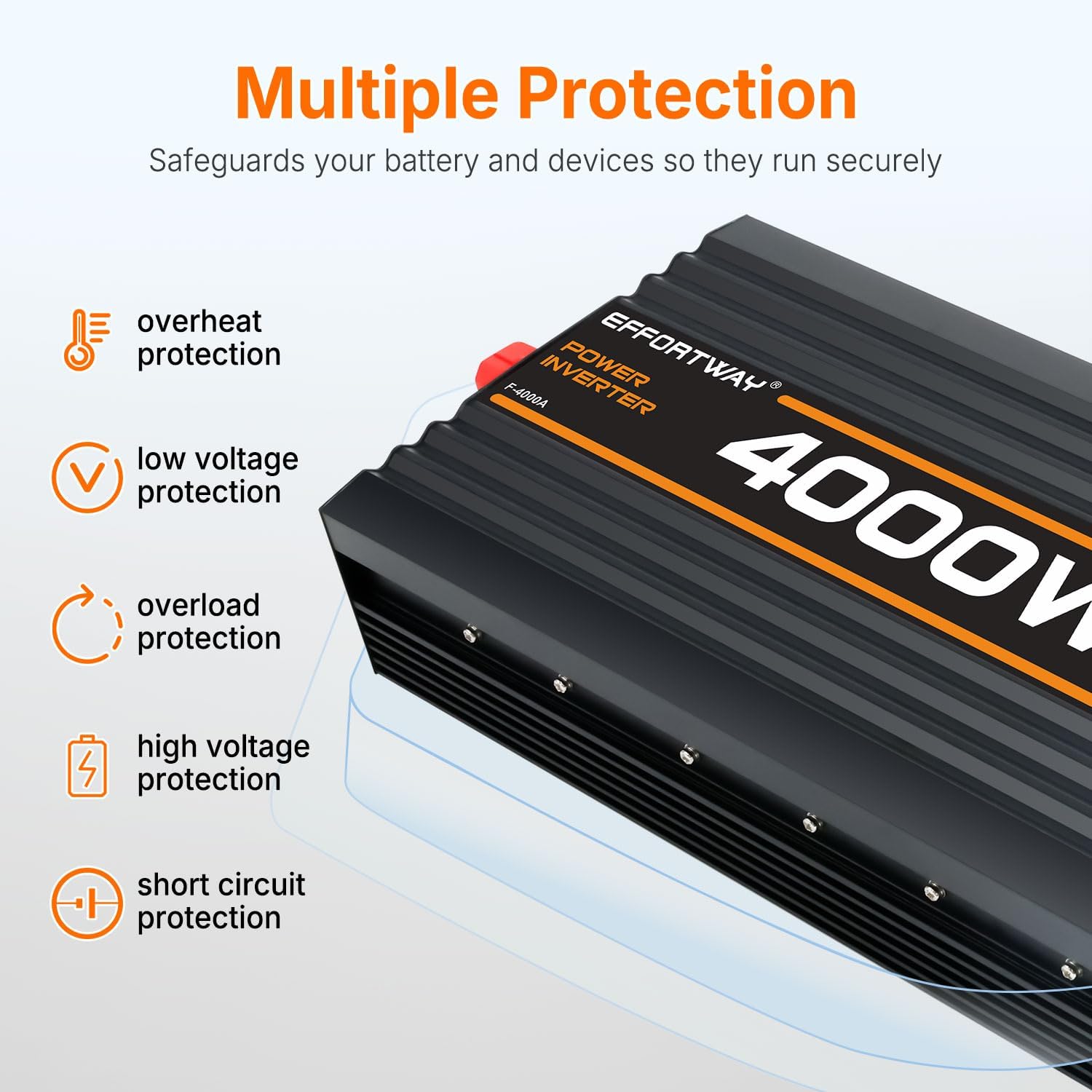 4000W Power Inverter, 12V DC to 110V/120V Modified Sine Wave Inverter with 3 AC Outlets, USB Port, Wired Remote Controller, Car Power Inverter for RV, Truck, Boat, Camping, Off-Grid