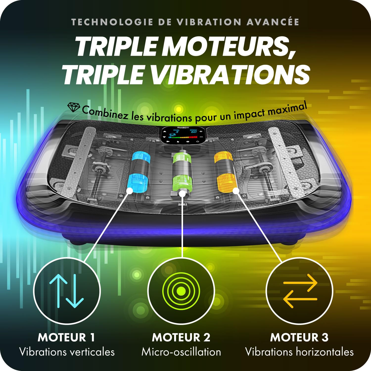 Bluefin Fitness Plateforme Vibrante Oscillante 4D Triples Moteurs Silencieux