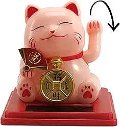 Gato da Sorte Japones, Maneki Neko, Gato da Sorte JIA23043. O Gatinho da Sorte Japonês é Um Símbolo de Boas-vindas, Boa Sorte e Riqueza na Cultura Japonesa, Atrai Riqueza e Fortuna! (Rosa)
