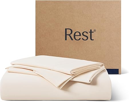 REST Evercool+ Starter Sheet Set, Full Size, Ivory, Breathable Bed Sheet for Hot Sleeper and Night Sweats, with Pillowcases, Ionic+ Self-Cleaning Silver Yarn for Sensitive Skin, 3PCS No Flat Sheet