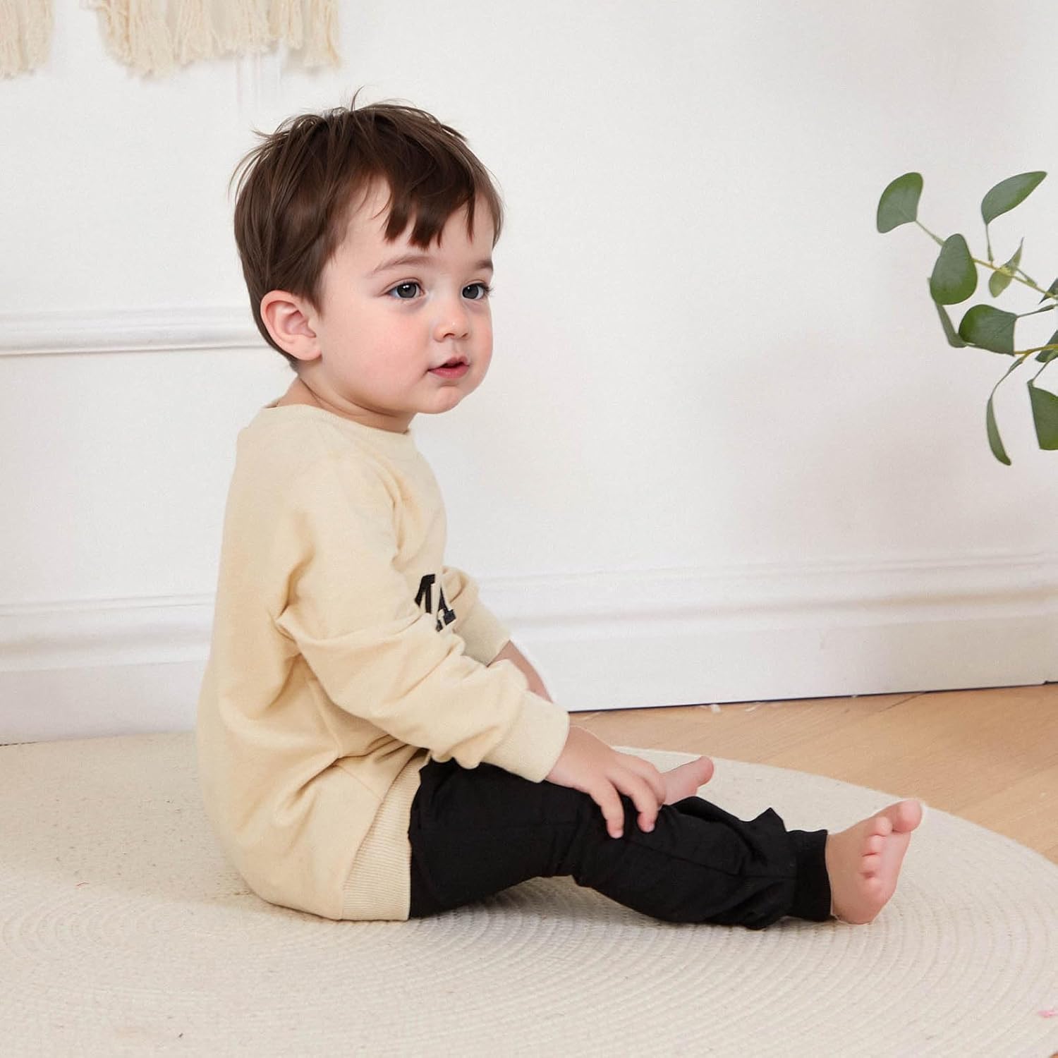 FOCUSNORM Toddler Baby Boy Fall Outfit Mama's Boy Letter Embroidery Sweatshirt Top Elastic Pants Set Cute 2pcs Winter Clothes - Image 4