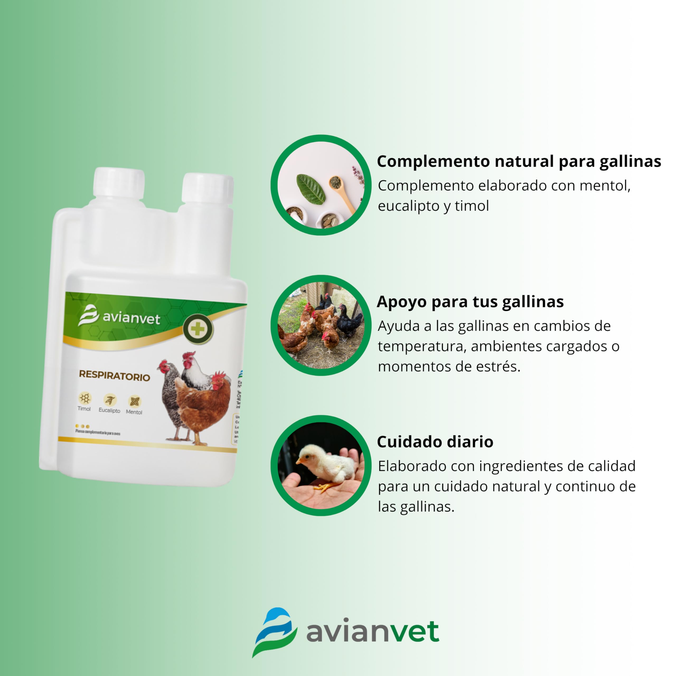 Respiratorio | Suplemento Natural para gallinas con mentol y eucalipto | Bienestar y Confort Ambiental en Aves | 500 ml — view 2