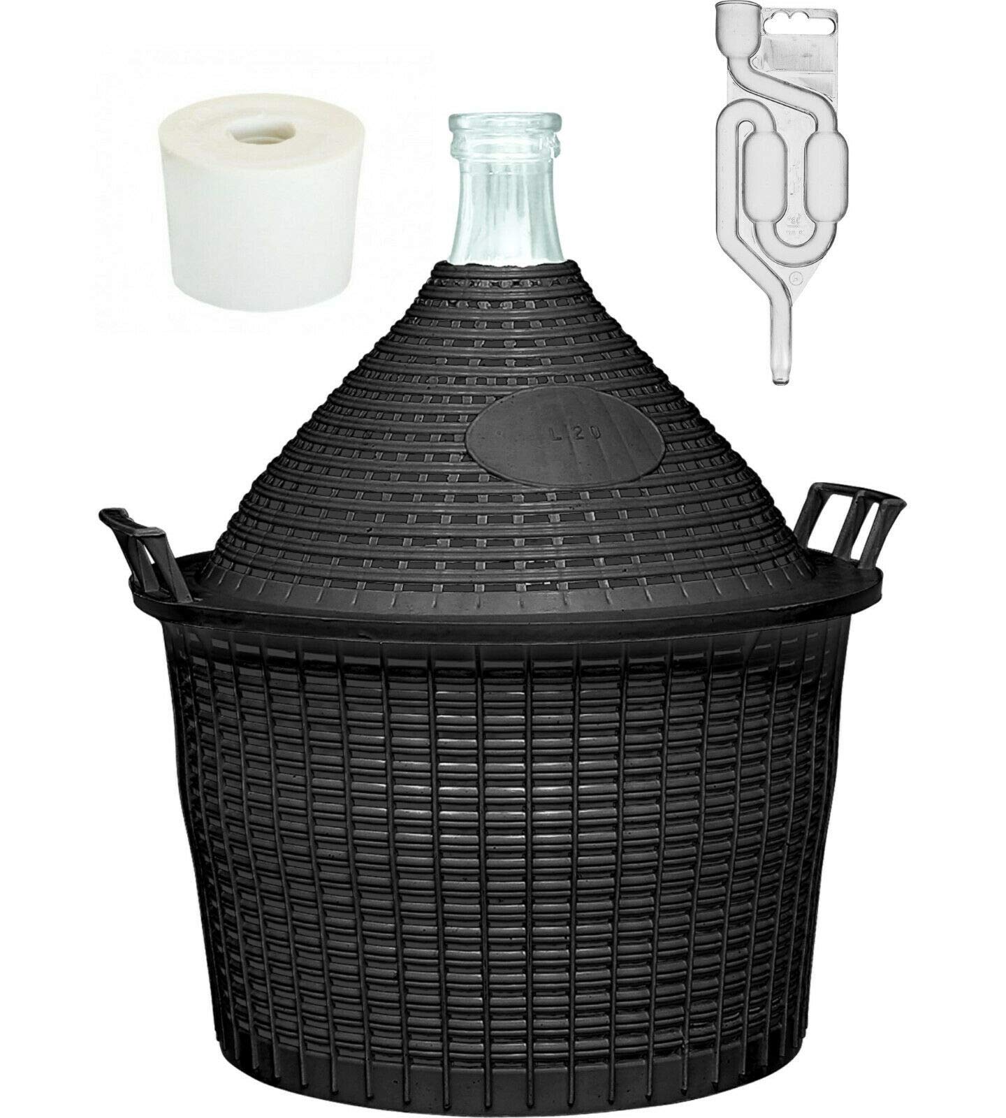 Lilawelt24 10 L Wine Balloon Fermentation Container Glass Balloon + Fermentation Tube + Rubber Stopper
