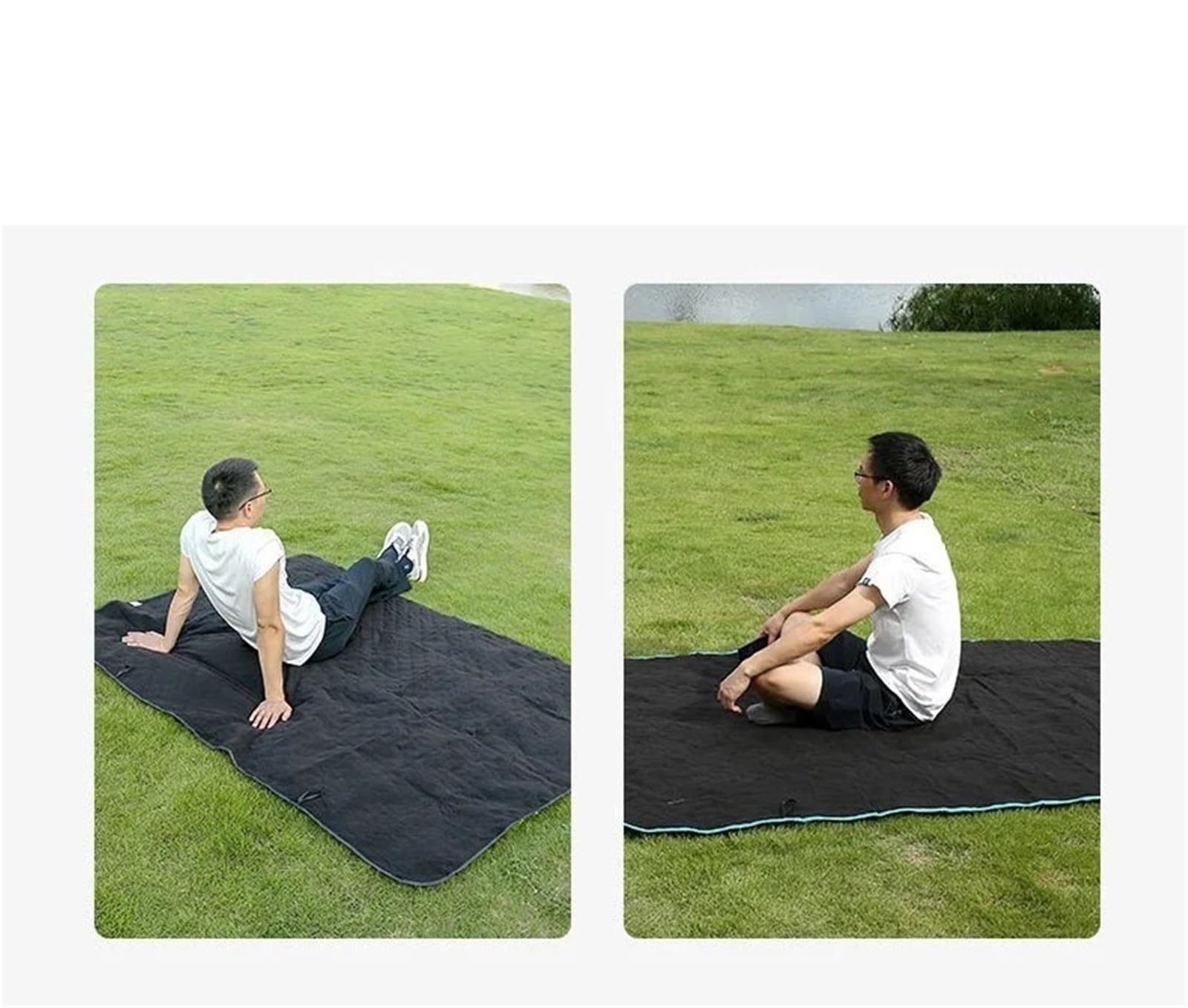 Tappetino da Campeggio for Esterno Coperta da Campeggio Spessa for Tappetino da Picnic Portatile Multifunzionale Impermeabile in Poliestere for Esterni per Campeggio(Grey Black)