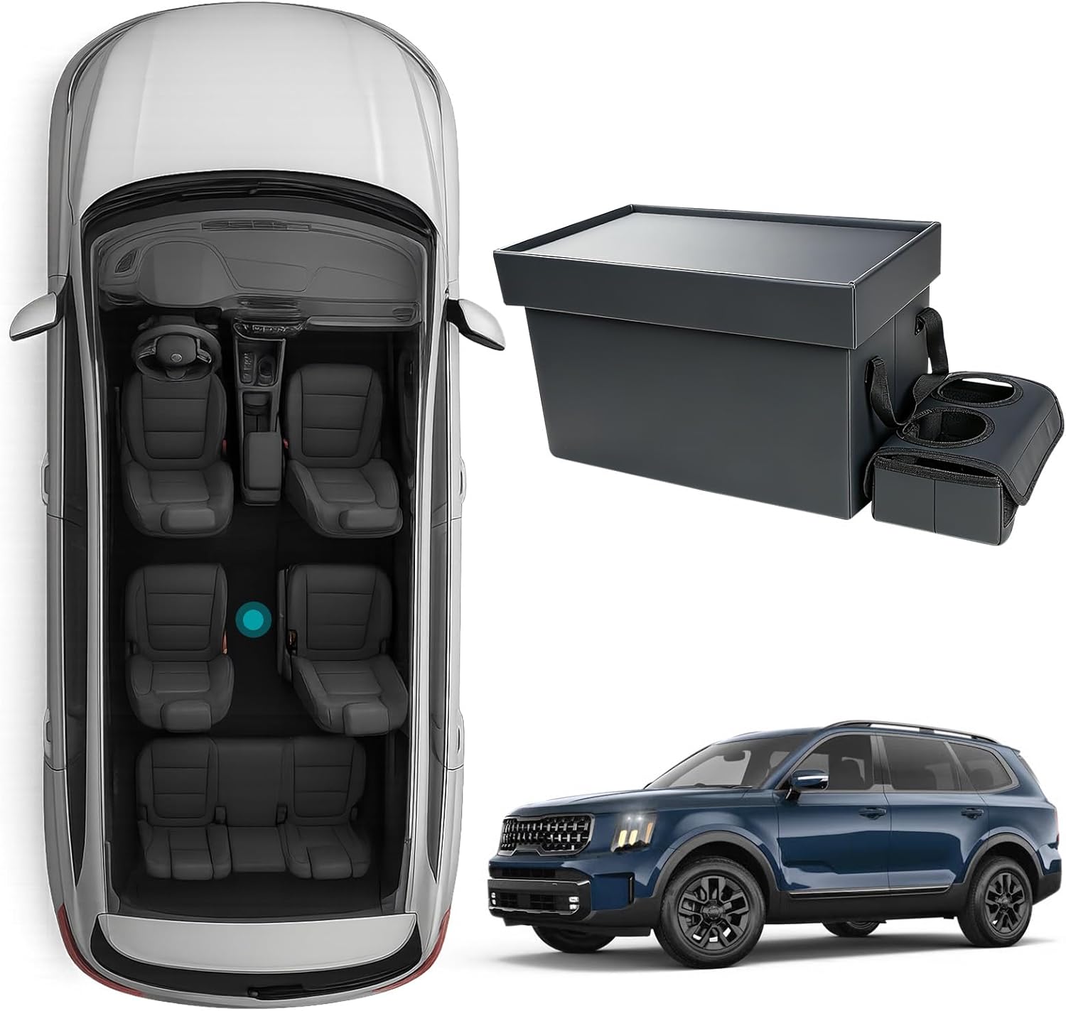 ELECFRESH Car Seat Organizer for SUVs with Third-Row Seating, Backseat Console S