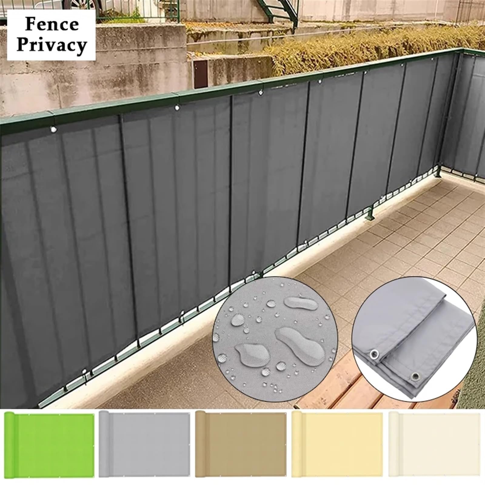 frangivista balcone Recinzione impermeabile Vela Ringhiera for balcone Schermata for la privacy Antipioggia Anti-UV for terrazza Tessuto barriera antivento Panno parasole(Beige - 50CM,0.9x6m)