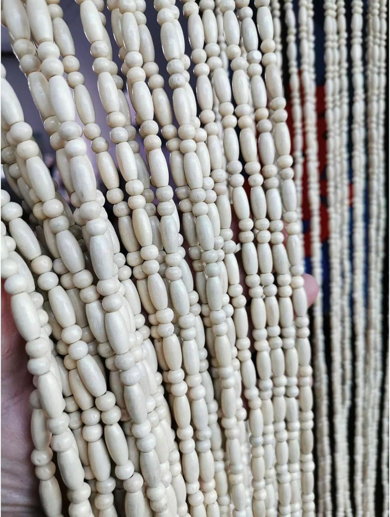 Rideau à Perles en Bois Panneau de Décorative pour Maison Moustiquaire Rideaux Exterieur Cloison de Séparation de Pièces pour Entrée de Couloir,Chambre,Salon,Balcons (61 brins 95cm x 210cm)