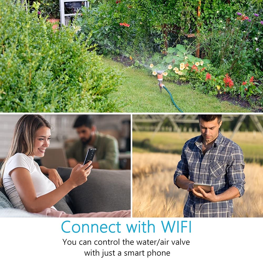 Yasorn Smart Wifi Water Valve Gas Shut Off Controller Automatically Remote Control Bluetooth Control Wireless Smart Sprinkler Controllers Works with Alexa and Google Assistant