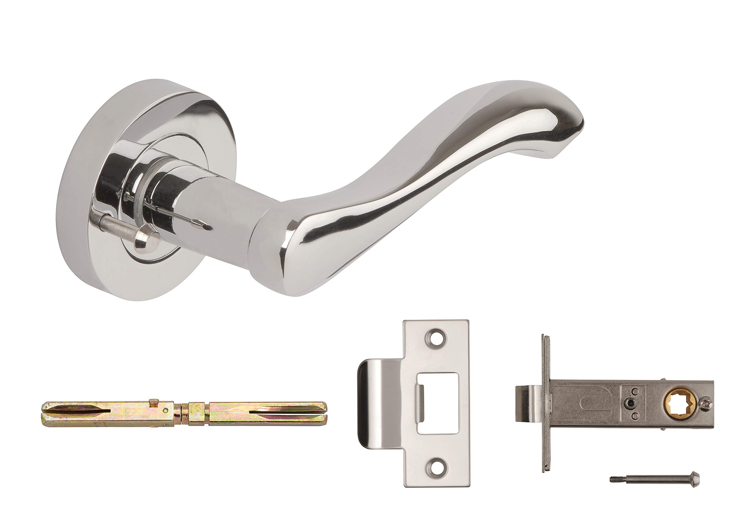 Excel Architectural 3680-PRV Venus Door Handles & Push Button Privacy Latch, Polished Chrome