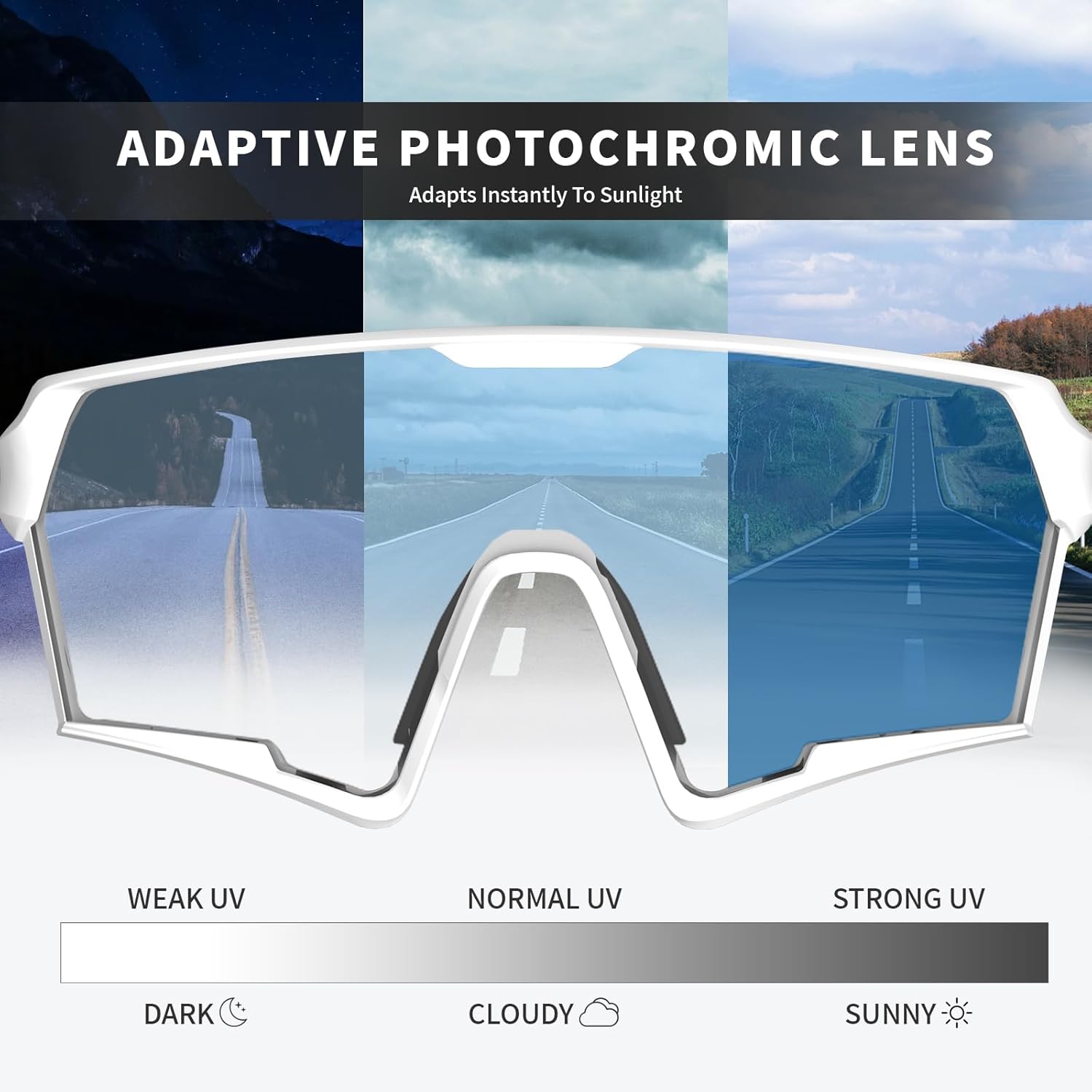 Photochromic Cycling Sunglasses for Men Women Youth, UV Protection Sports Sunglasses for Baseball, Running, Driving
