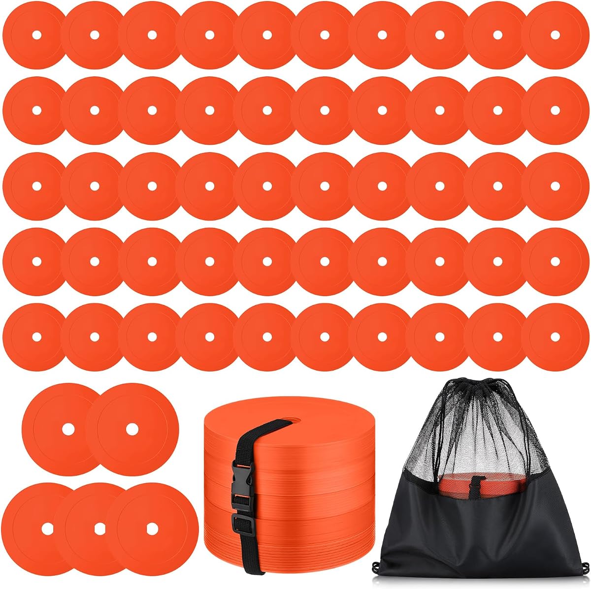 Silipull Marcadores de puntos de conos planos de 6 pulgadas Agujero de piso antideslizante Conos de fútbol Marcadores de puntos de cancha de campo Discos planos Equipo de entrenamiento de fútbol para deportes de fútbol Práctica de agilidad de velocidad