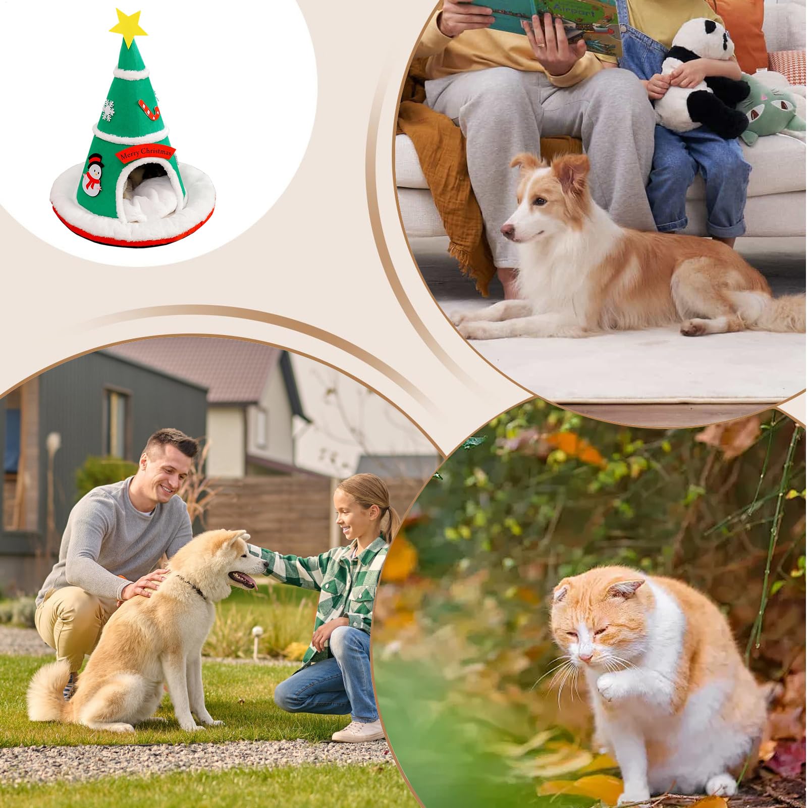 Cuccia Gatti Chiusa Cuscino Albero Di Natale Amovibile | Cuccia Tenda per Gatti per Per Cuccioli Cani Piccoli Decorazione Casa Camera Balcone Inverno Appartamento