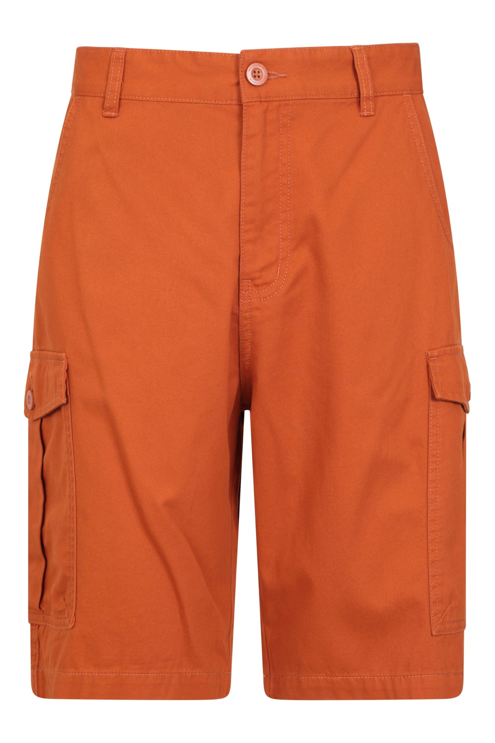 Mountain Warehouse Men's Orange Lakeside Shorts - 100% Durable Twill Cotton Cargo Shorts, Durable Shorts, 6 Pockets - For Walking, Running, Hiking & Camping W38 Size 38
