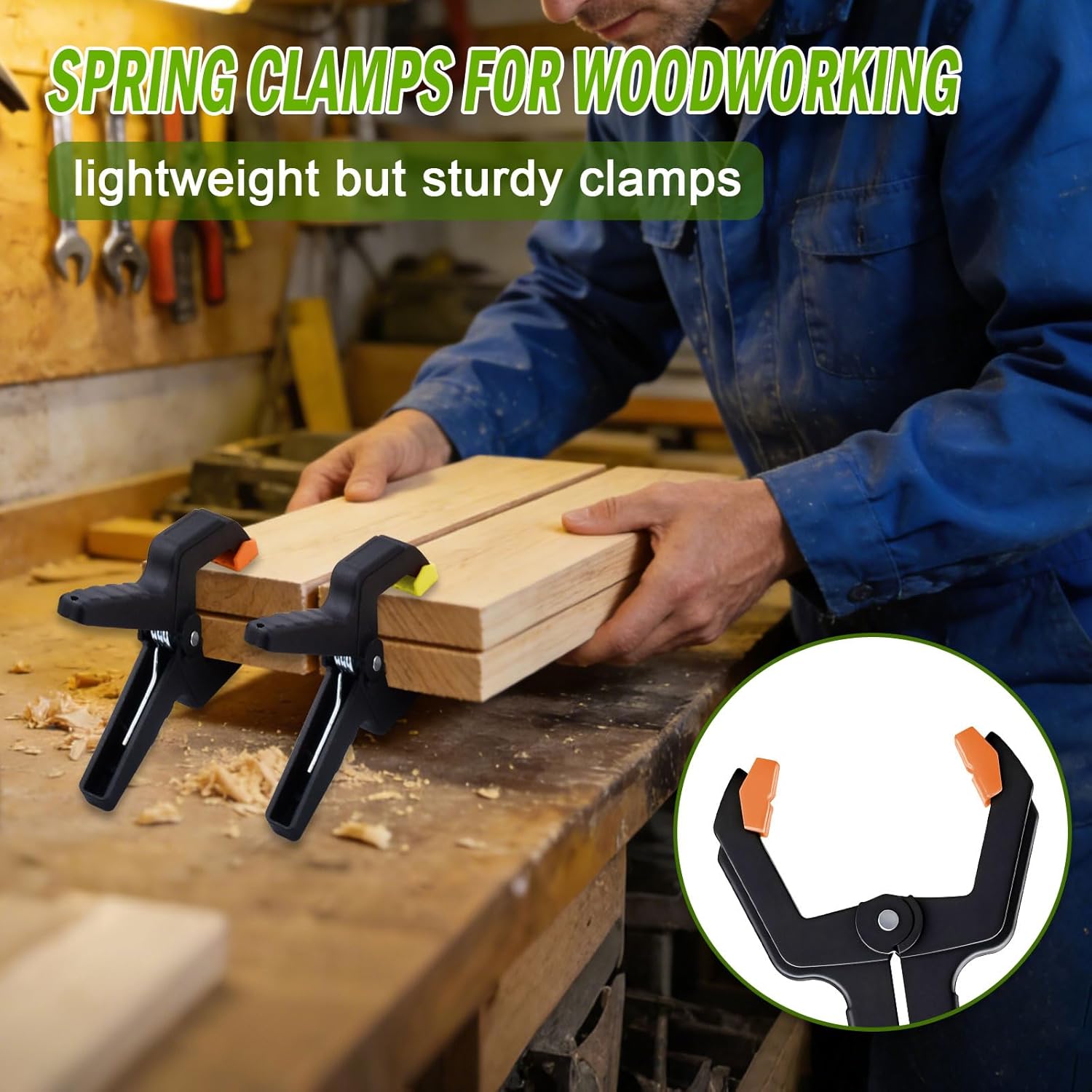 16 Pack Spring Clamps Heavy Duty - 3.5 Inch Wood Clamps for Woodworking, Spring Clips Clamp for Crafts,Photography Backdrop, Balloon Arch and More with Non-Slip Handles and Adjustable Jaw Pads,Orange