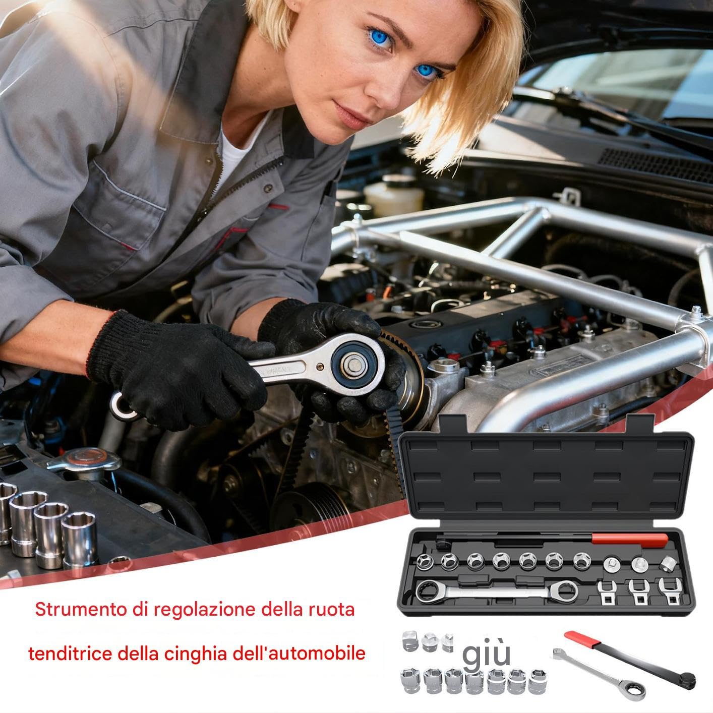 Generico Kit per Cinghia Serpentina | Strumenti per Manutenzione Auto | Chiave per Puleggia Folle Automobile,per Meccanici Appassionati Fai da Te Garage Casa Officine Manutenzione Motore Berlina SU