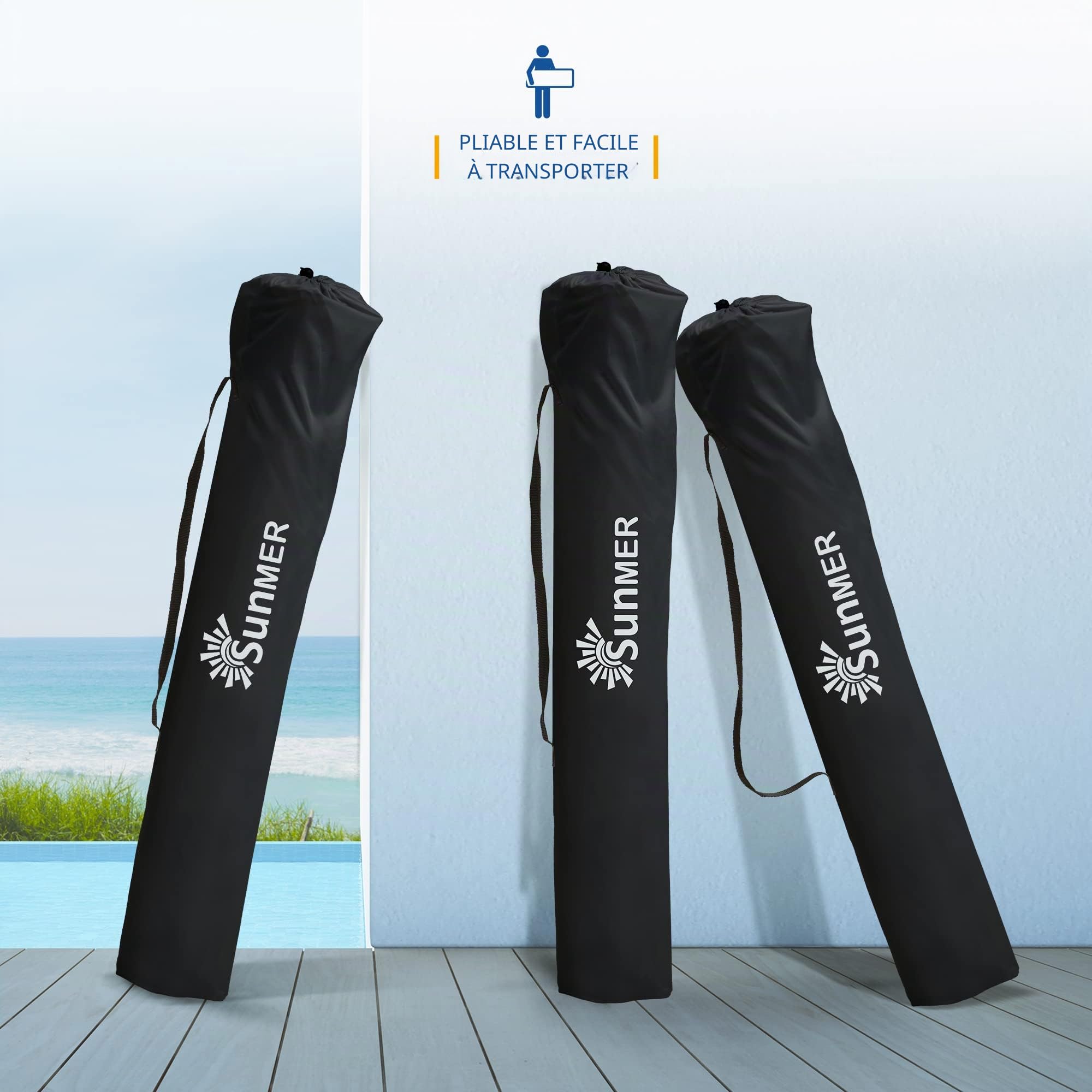 Sunmer Lot de 2 chaises de Camping Pliantes, Extra Larges et légères avec accoudoirs, Porte-gobelet et Poche latérale, capacité de 120 kg par Chaise – Noir