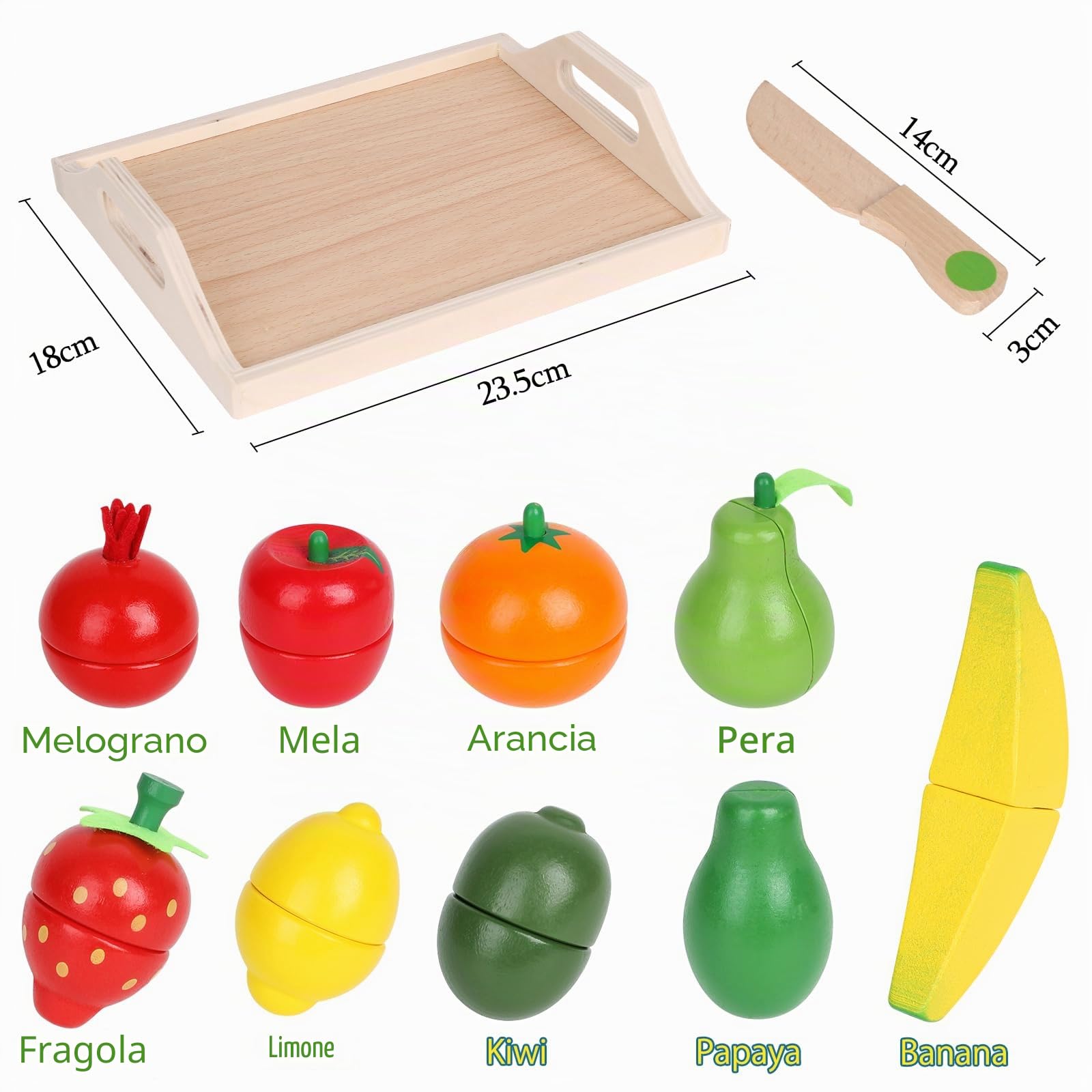 CARLORBO Giocattoli di Legno Finta Play Alimentare per Bambini da Cucina, Giochi di Ruolo Frutta e Verdura Giocattoli per 3 Anni Ragazzi e Ragazze