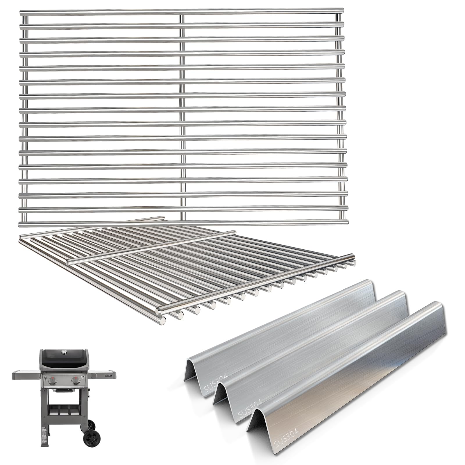 Photo 1 of WEBROIL 7637 Grill Grates & 7635 Flavorizer Bars for Weber GS4 Spirit I/II 200 Series,for Spirit S210 E210 S215 E220 E215 S220 Grill with Front-Mounted Control, Replacement Parts for Weber 67045 67022