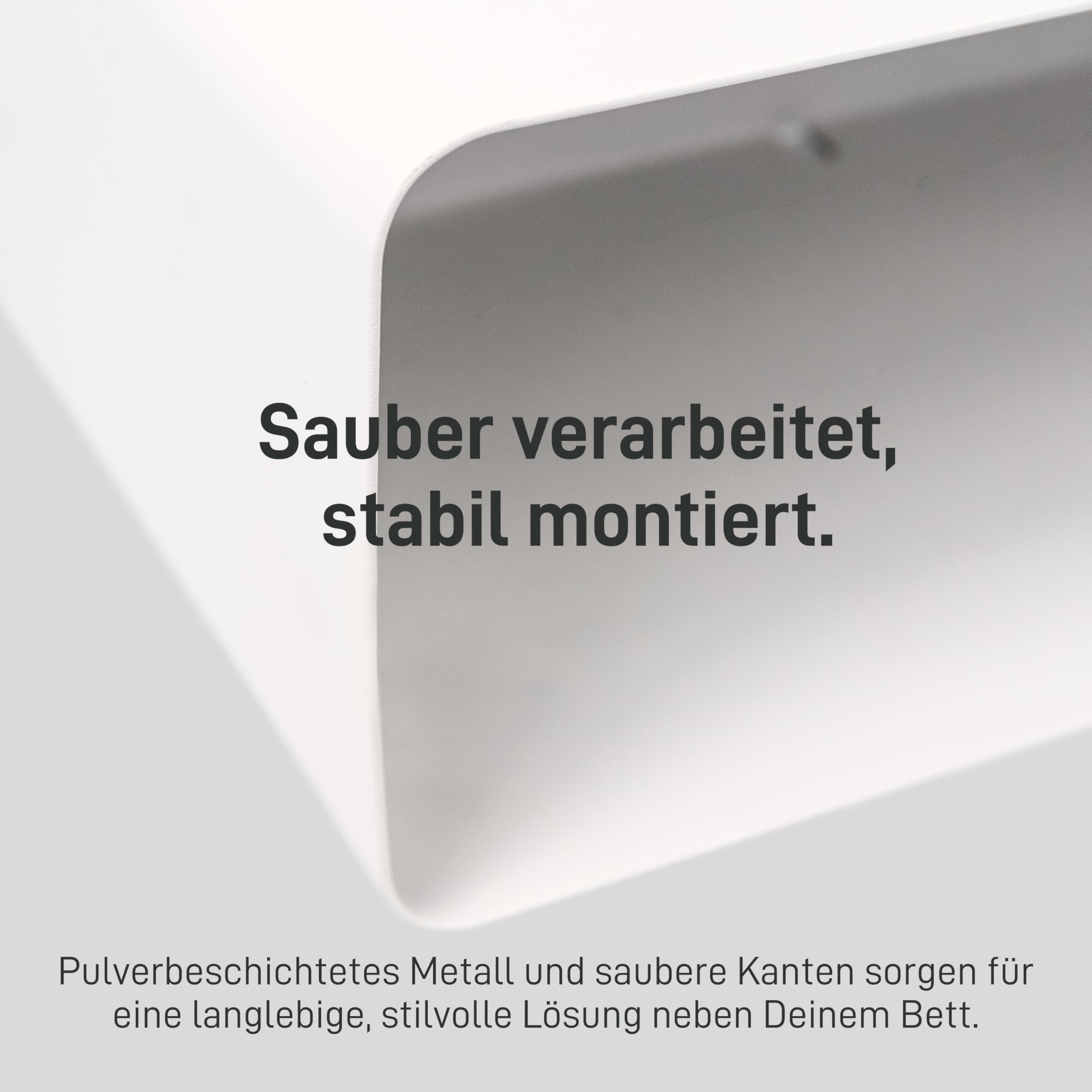 Natural Goods Berlin 1x Nachttisch Sheet - Schweberegal Weiß, Metall 45 x 24 x 15 cm - Nachttisch hängend, schwebender Tisch - Nachtschrank hängend, Wandregal Cube, Wandnachttische