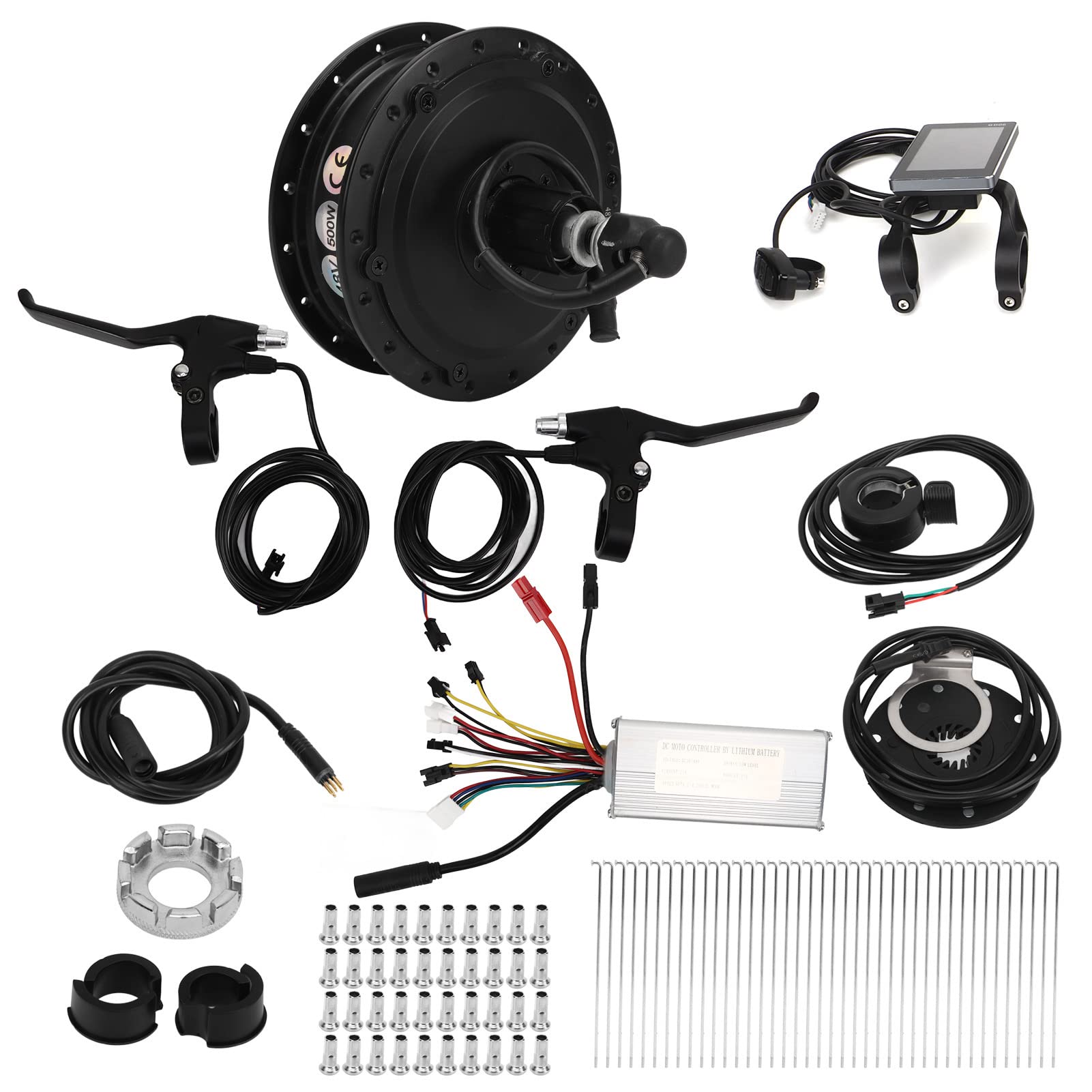 Kit Conversione Bici Elettrica 26" 48V 1500W - Ruota Posteriore Con Controller LCD E Maniglie Freno - Motore Senza Spazzole