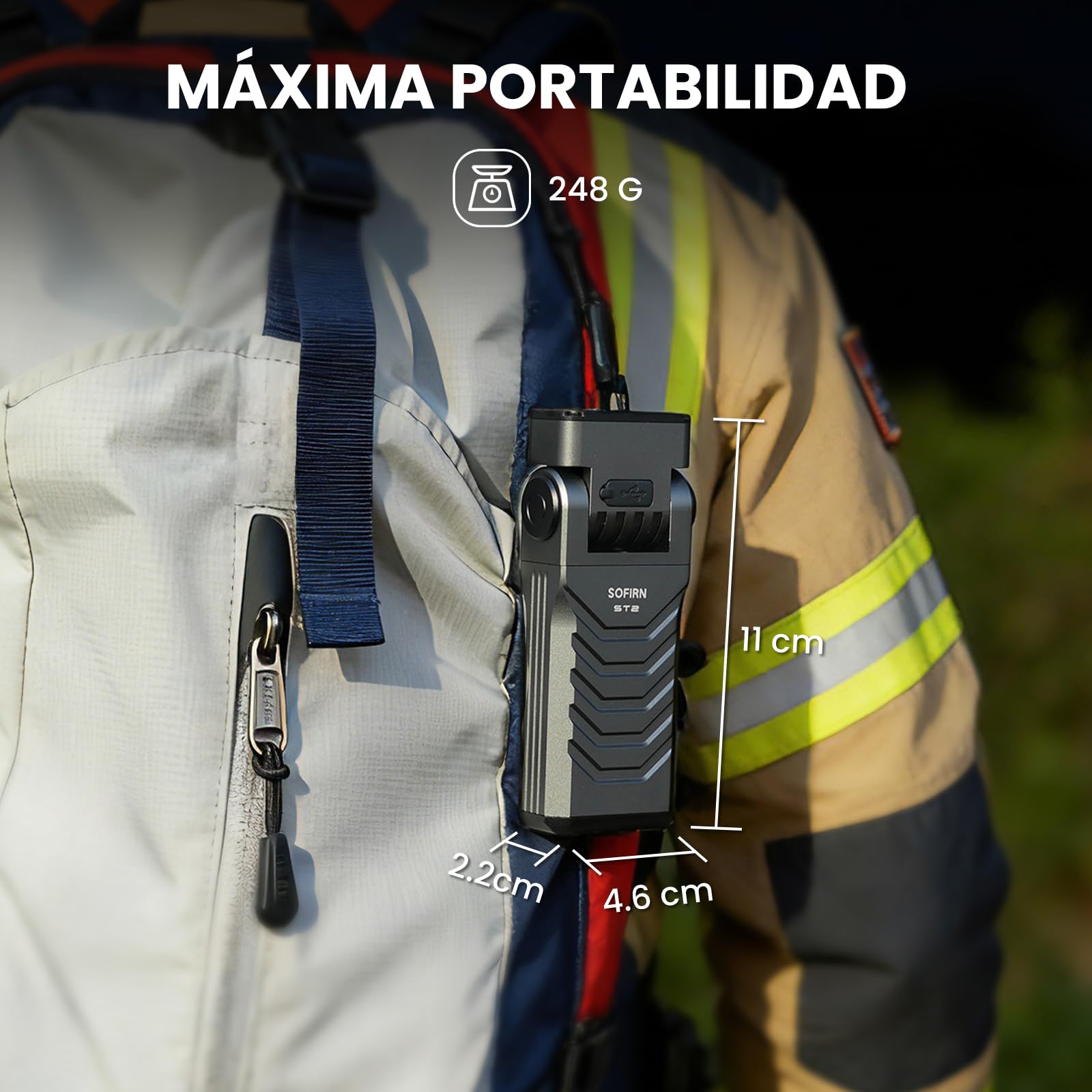 Sofirn ST2 EDC 3000LM LED Linterna 3 en 1 Luz Blanca + 660nm Luz Roja + 365nm UV Luz Negra Recargable USB-C, Magnética con Clip, IPX6 para Trabajo, Taller, Exterior