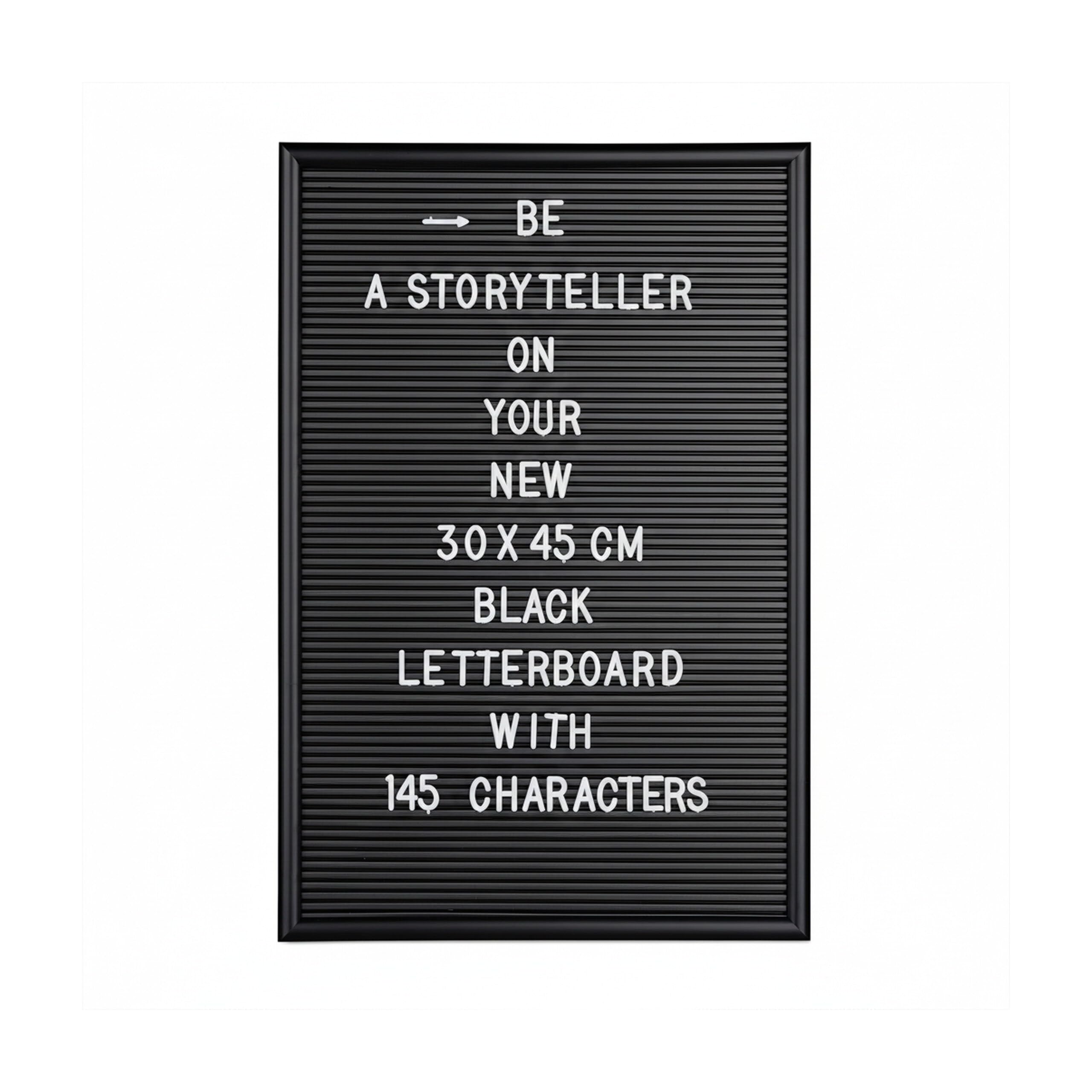 Relaxdays Tableau à Lettres, 145 Signes, Chiffres, caractères spéciaux, 45 x 30 cm, Panneau à rainures, Plastique, Noir