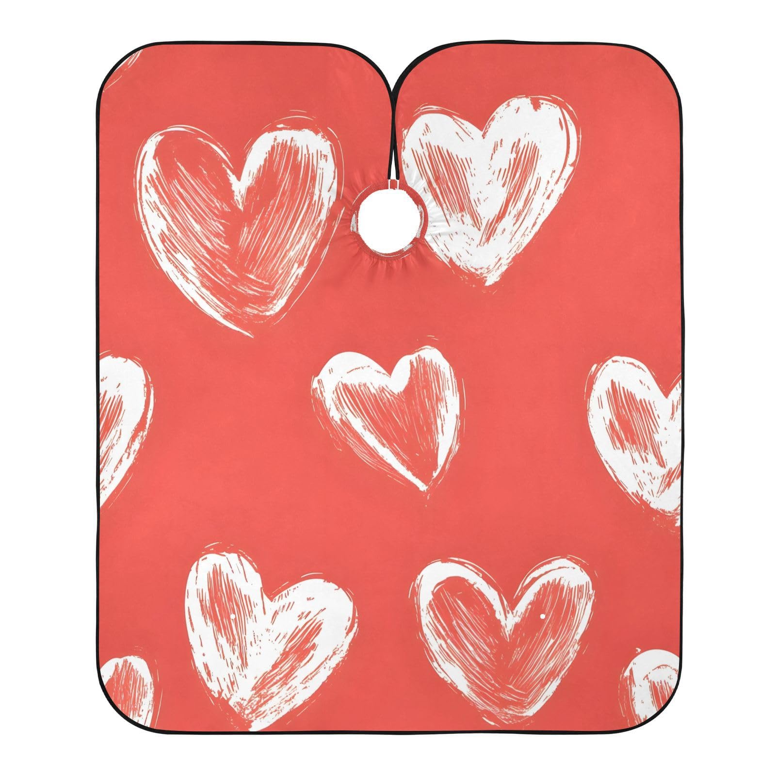 BOESI Scribble Love Pattern Barber Shawl, Waterproof Haircut Shawl, Haircut Salon Apron, Shaving Bib, 55 x 65 inches