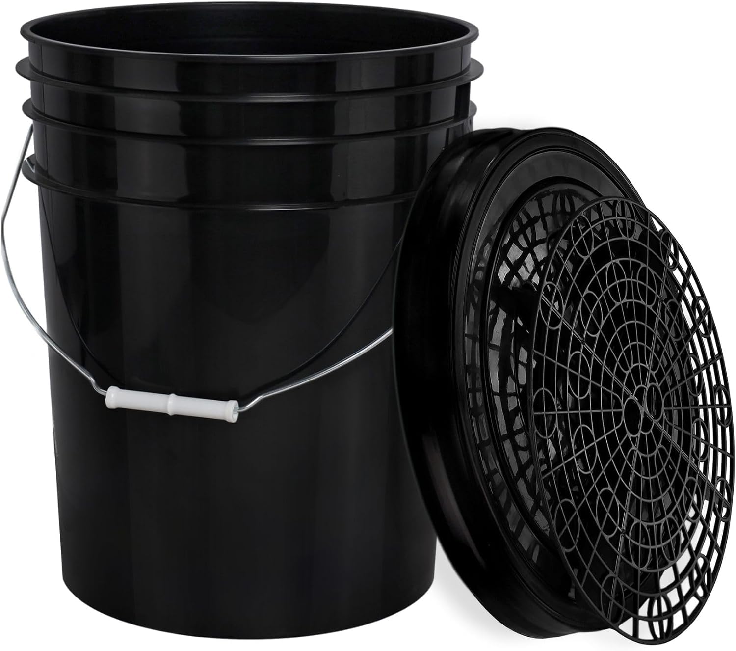 BenBow - Wascheimer Schwarz mit Schmutzsieb - 20 Liter transparent - Robust langlebig und ideal für die professionelle Hand-Autowäsche und Werkstattanwendungen - Waschanlage - perfekt für Sauberkeit