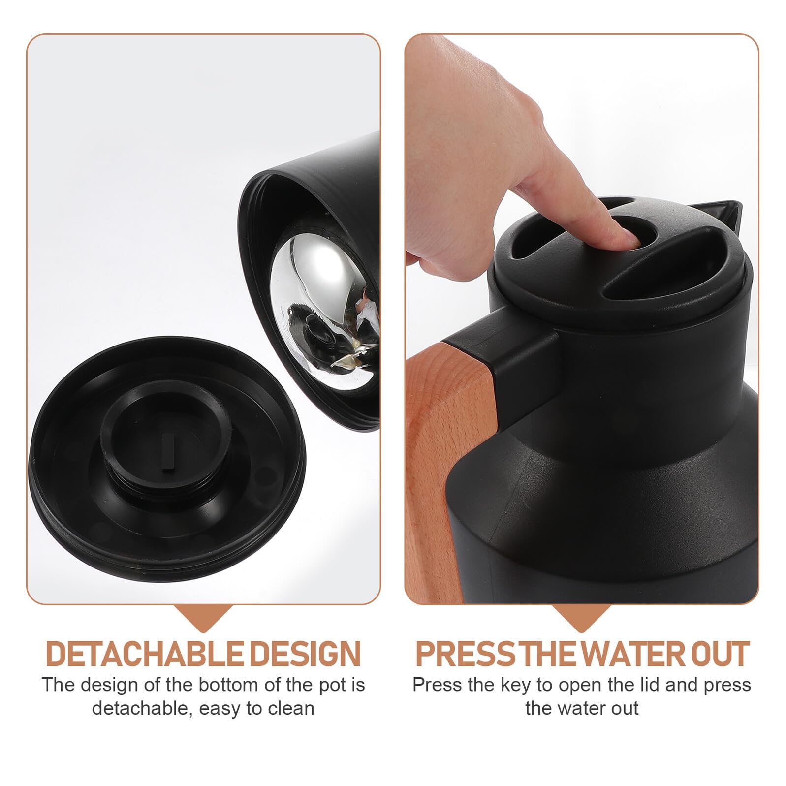 Kettle Térmico Aislamiento Botella de Agua Doméstica para Oficina Camping y Picnic Diseño Sencillo Negro Apto para Líquidos Calientes y Fríos