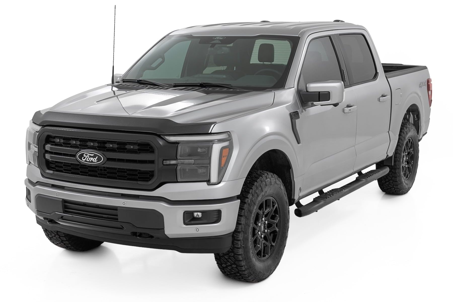 Photo 1 of Rough Country Hood Protector for Ford F-150 (2021-2026) – High-Density Thermoplastic, No-Drill 3M Install, Gloss Black