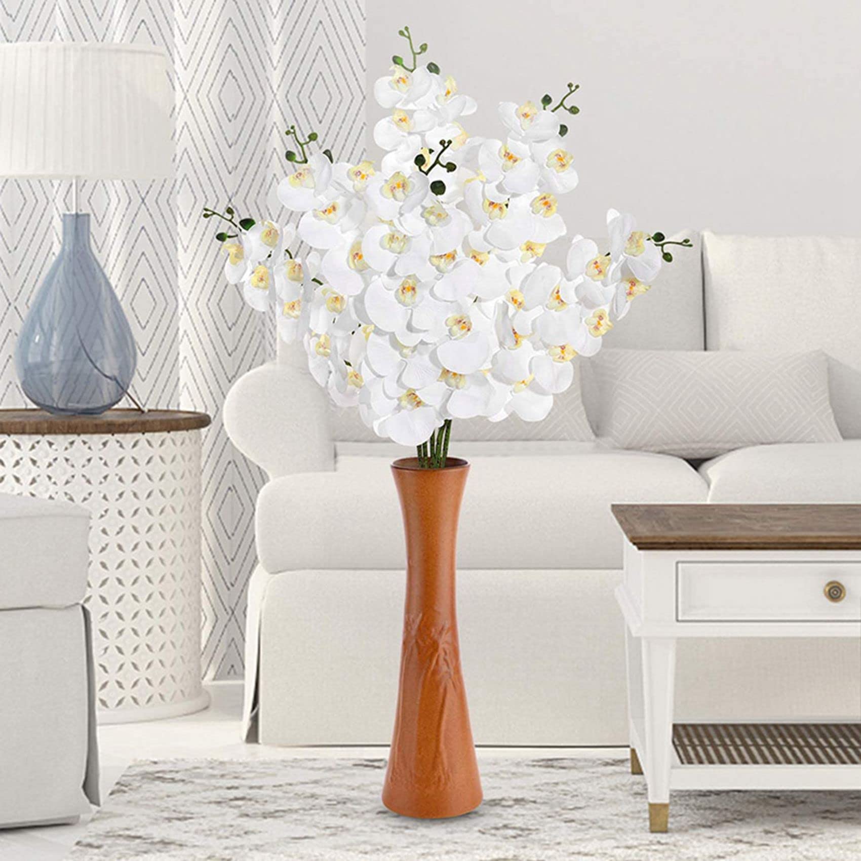 6Pcs 38 Künstliche Echte Orchideen Blumen 9Heads Latex Phalaenopsis Stiele für DIY Hochzeit Mittelstücke, Küche