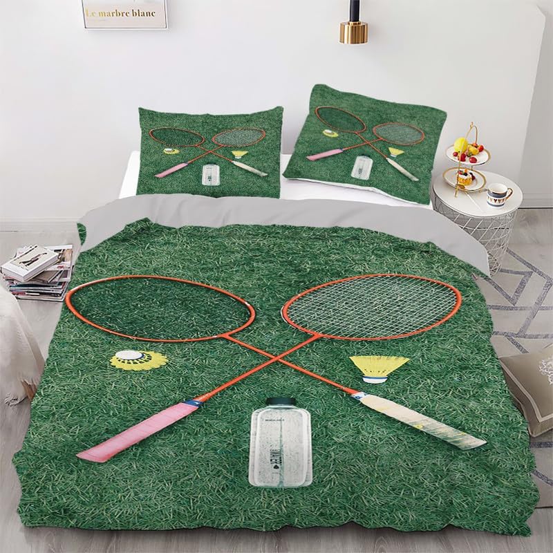 Parure de lit 90x190 enfant raquette verte pour chambre de garçon