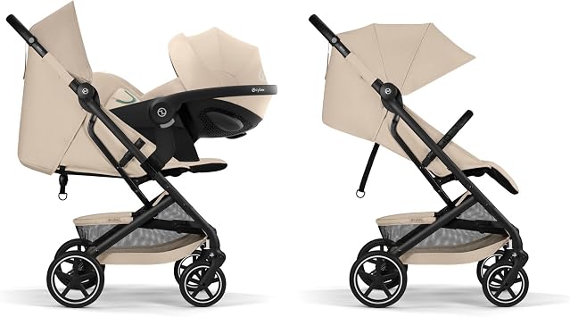 CYBEX Gold BEEZY Pushchair with Ergonomic Reclining Position, from Birth to Approx. 4 Years (max. 22 kg), Compact fold, one-Hand Harness System, Almond Beige