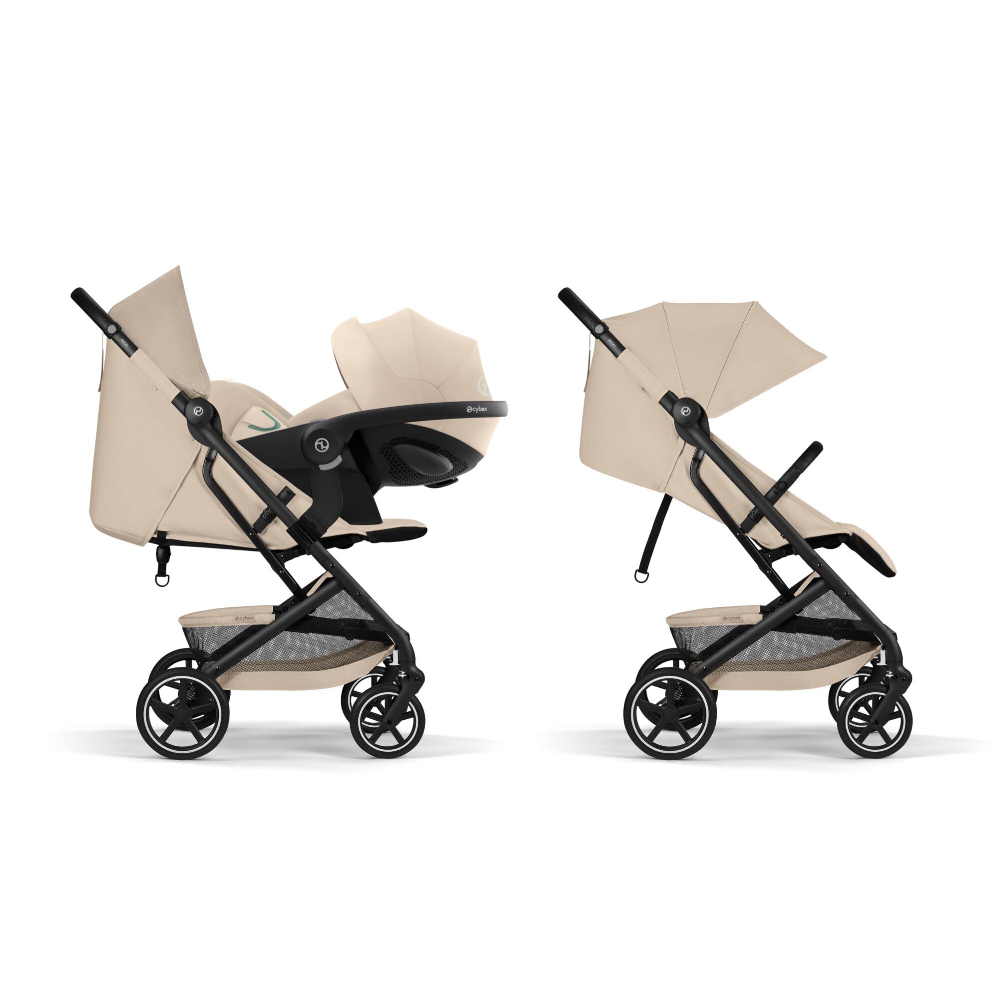 CYBEX Gold Cochecito BEEZY con posición de reclinado ergonómica, Desde el nacimiento hasta aprox. 4 años (máx. 22 kg), Plegado compacto, Sistema de arnés de un tirón, Almond Beige