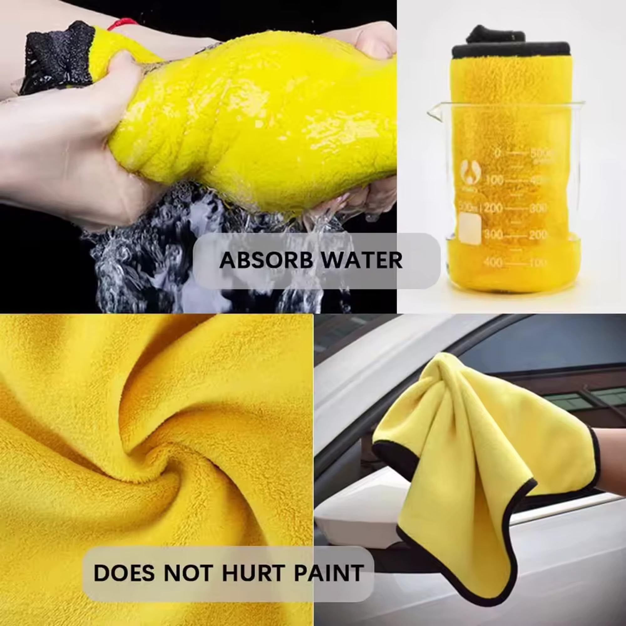 Asciugamano in microfibra a doppio scopo per dettagli auto, antigraffio, ultra morbido, altamente assorbente, perfetto per lucidare e asciugare (40 x 45) cm (giallo/grigio, confezione da 12)