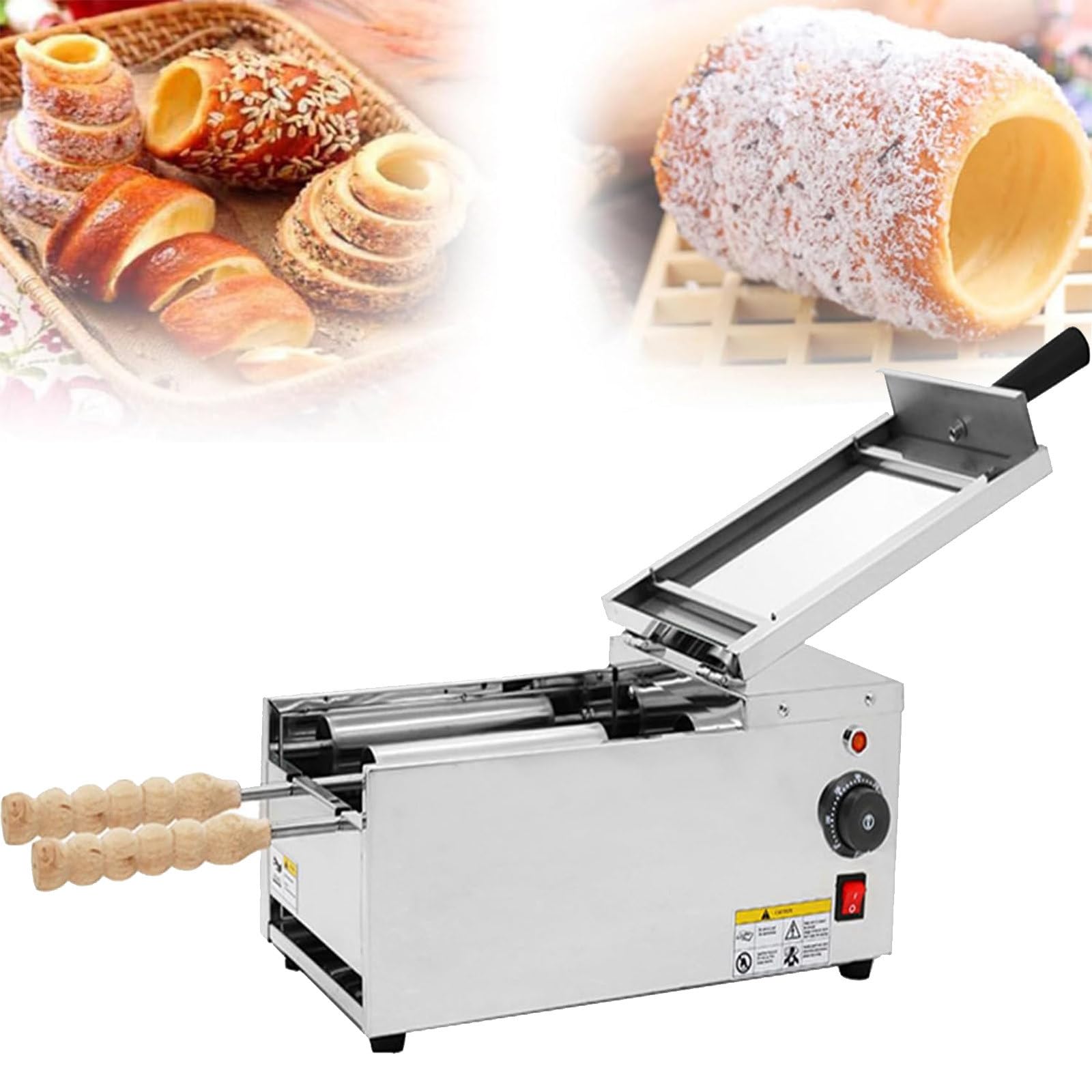 Elektryczny komercyjny piec kominowy do pieczenia ciast, grill do wafli, maszyna do tostera do wafli, opiekacz do wafli z 2 prętami ze stali nierdzewnej,do domowej kuchni restauracyjnej