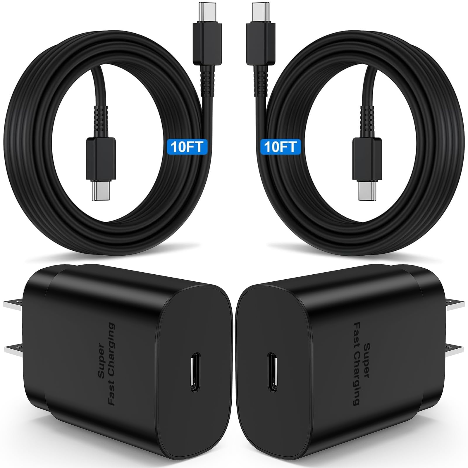 2Pack 25W Super Fast Charger Type C 6ft, USB C Wall Charging and Long Android Phone Charger Cable Cord for Samsung Galaxy S25 Ultra/S25 Plus/S25/S24+/S24 Ultra/S23 Ultra/S22 Plus/S21/Note 20/Note10+
