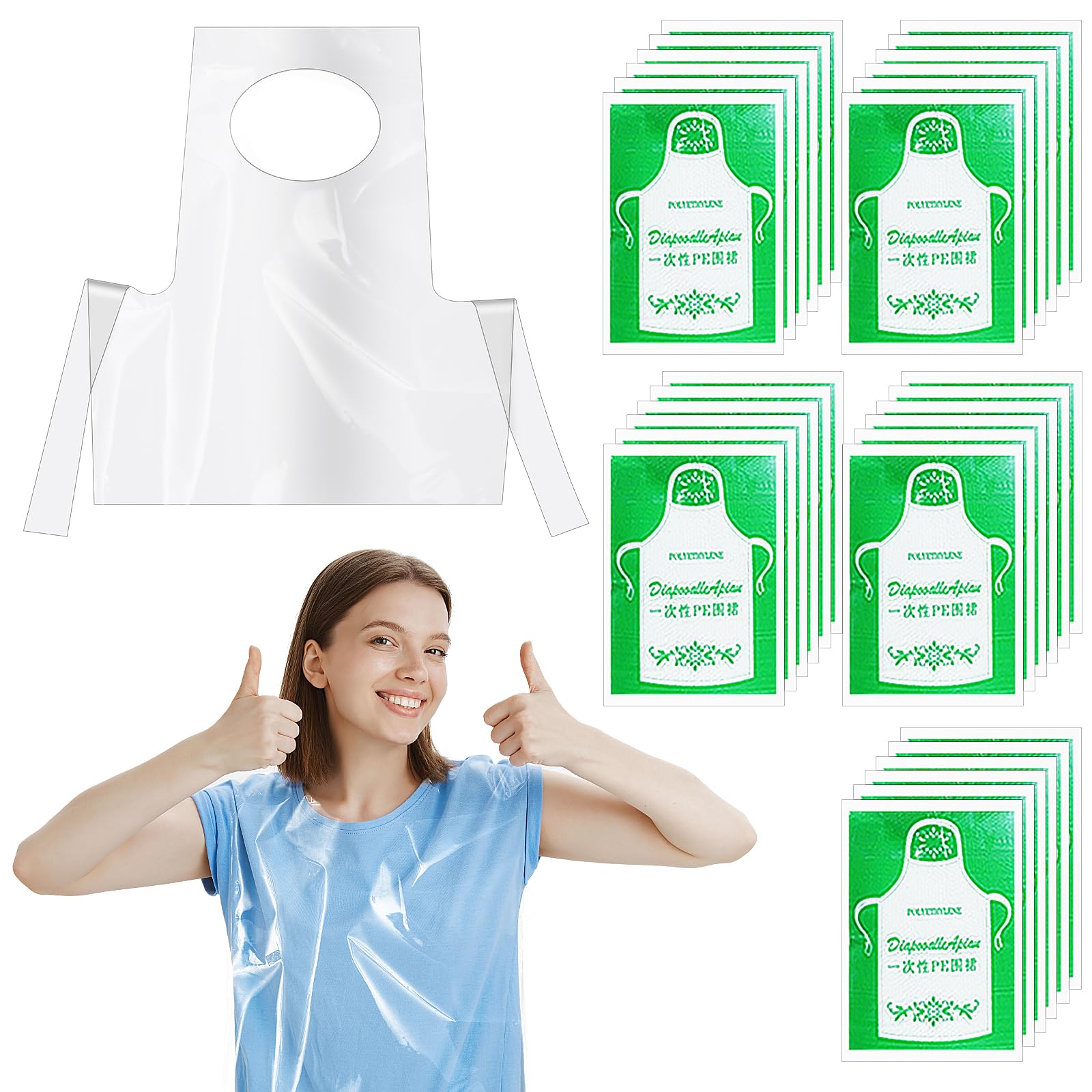 APLZGMG30 Pieces Disposable Aprons Plastic Aprons for Kids (26 x 22 inches), Small Clear Waterproof Oil Proof Disposable Aprons, Children Kids Disposable Aprons for Painting, Kitchen Cooking