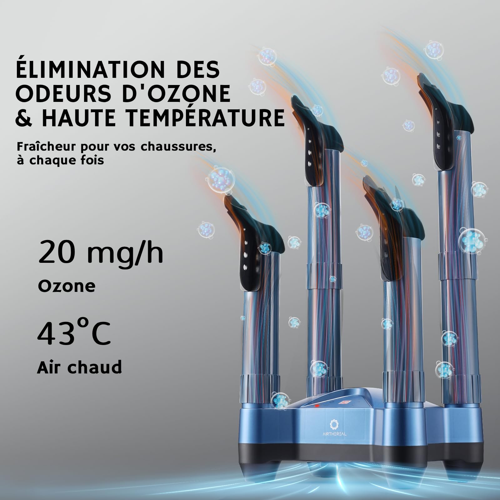 AIRTHEREAL SD20 Sèche-bottes électrique avec souffleur de chaleur, séchage rapide et minuterie réglable, convient pour bottes de travail, bottes de ski, baskets, gants et cuir