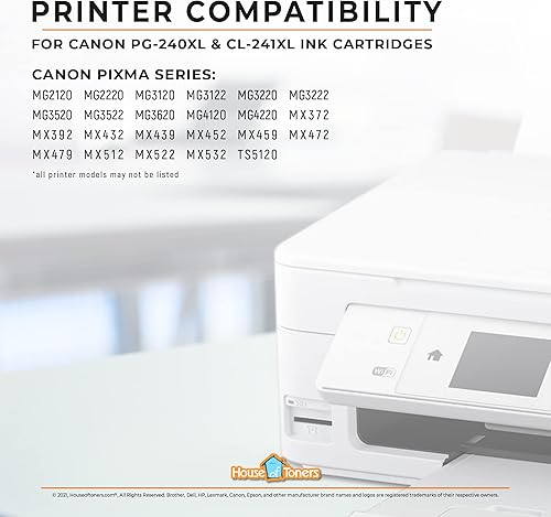 Miniatura 6 de Houseoftoners Paquete de 3 cartuchos de tinta remanufacturados de repuesto para Canon PG240XL Negro y CL241XL Color PIXMA MG2120 MG3220 MG3222