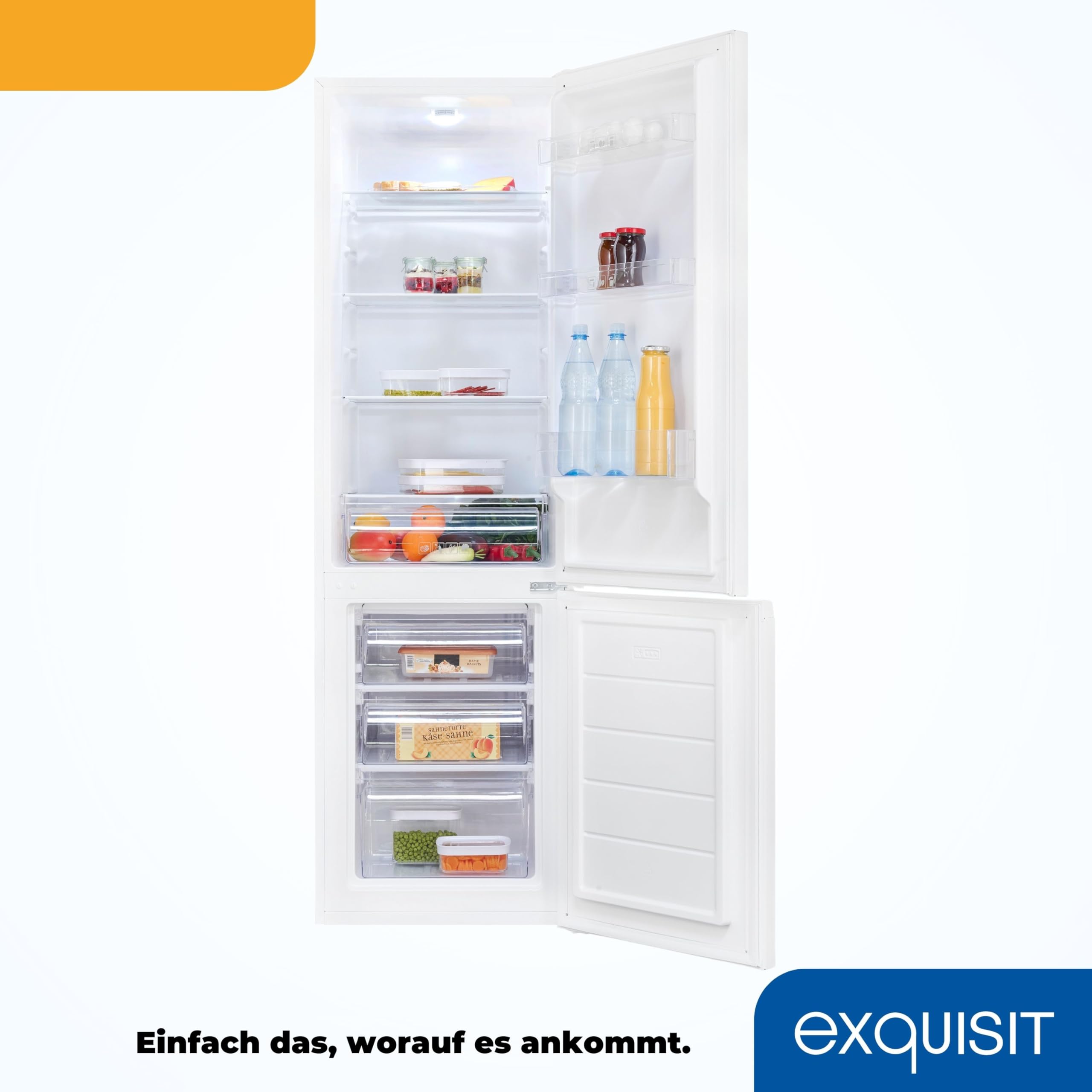 Exquisit KGC265-70-040D Frigorífico Combi Libre Instalación 262L | Blanco 180,5×54,5×56 cm | Frigorífico Congelador de Bajo Consumo con Gran Capacidad | Tecnología Multi Air Flow