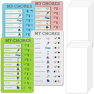 4Pcs Chore Chart Board for Family Portable Memo Plastic Boards Sliding Routine Chart Detachable Message Daily Checklist Planner with 10 Cardstock for Home Trabel