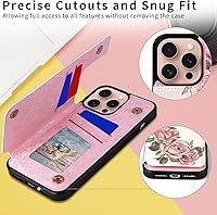 Vista 232 de UEEBAI Funda tipo cartera para iPhone 15 Pro Max con tarjetero, cubierta de cuero PU con soporte, bloqueo RFID, doble cierre magnético, relieve