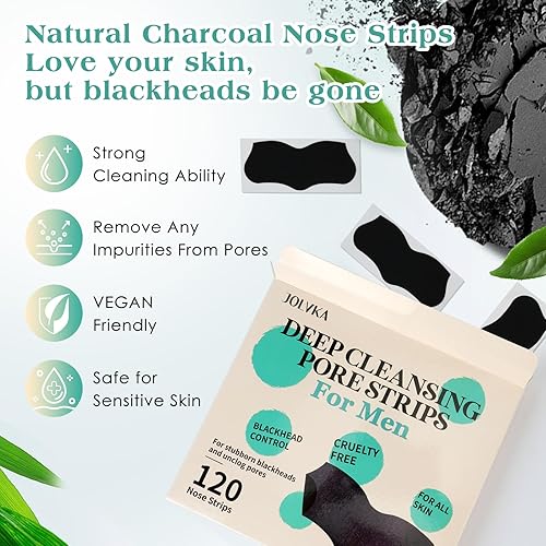 Miniatura 2 de Tiras para eliminar puntos negros para hombres, (120 tiras) de limpieza profunda para la nariz, tiras de poros de carbón, desatascan los poros