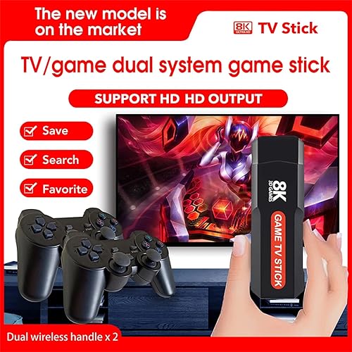 Miniatura 8 de Q9 USB 2.0 Dual System Game Stick 8K Consola de videojuegos retro con controlador inalámbrico 64G TV Sticks 20000+ juegos para regalo