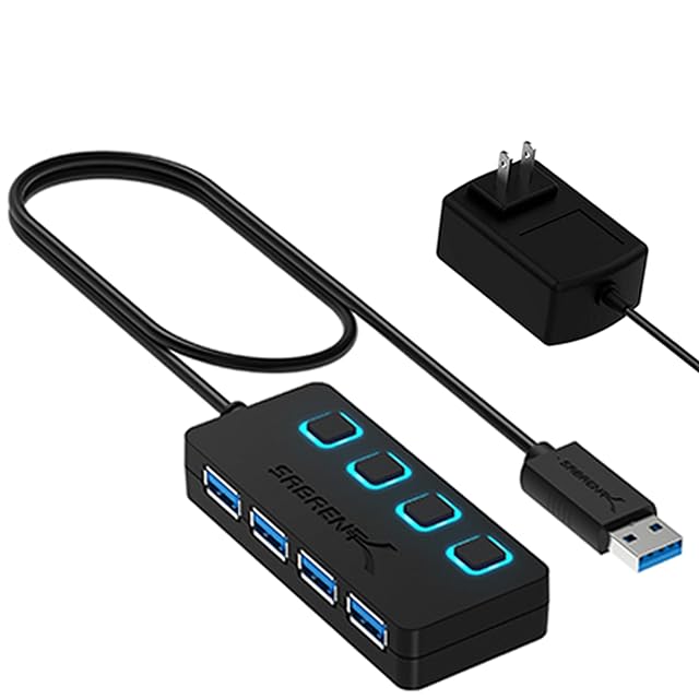 SABRENT SABRENT 4-Port Powered USB 3.0 Hub, LED Power Switches (HB-UMP3)